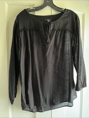 GAP Black Tie-Neck Boho Tunic
